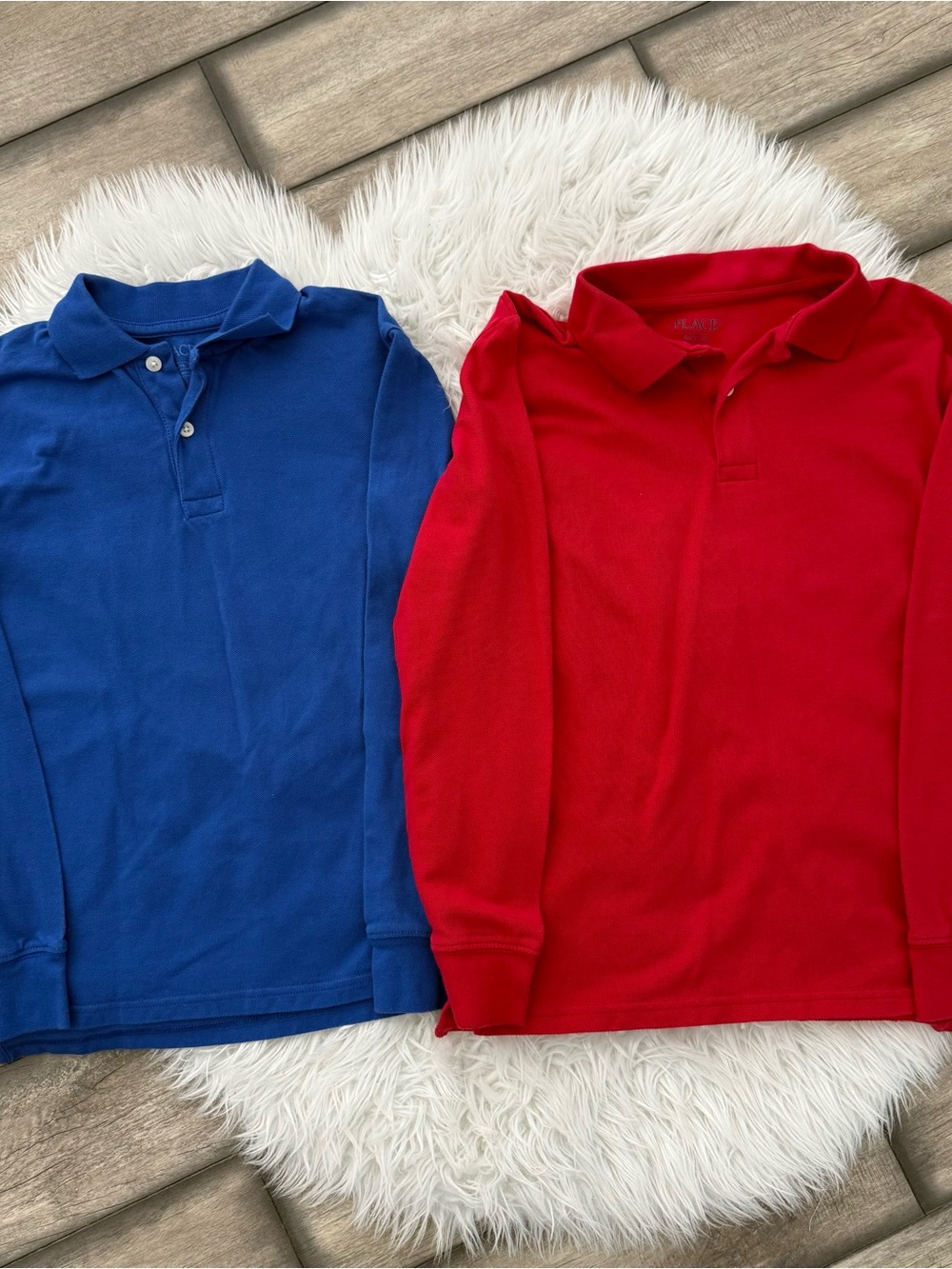 Place Kids Long Sleeve Polo Shirts - Blue & Red